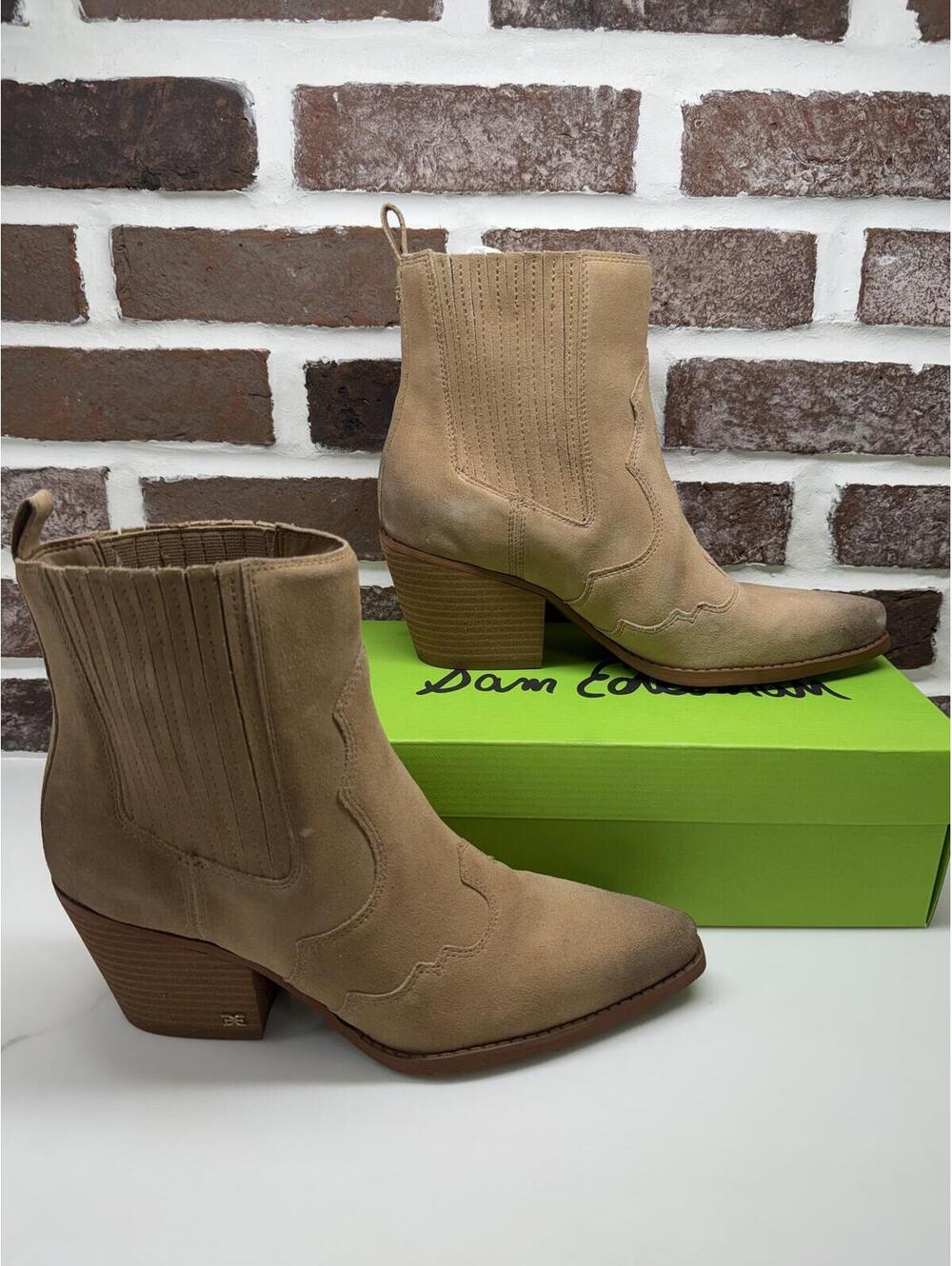 Sam Edelman "West" Booties Tan Suede Western Women's 10 *New See Notes*